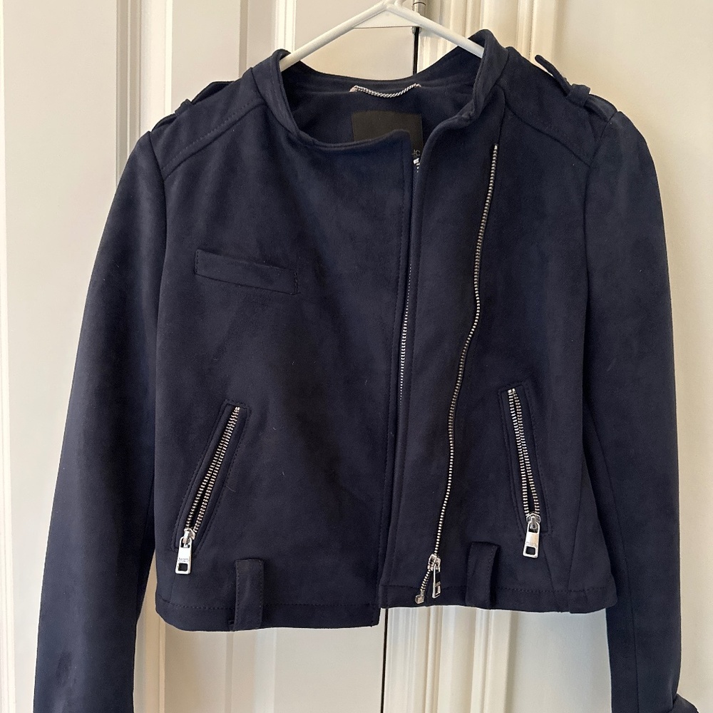 Banana Republic size XSP blue suede moto jacket